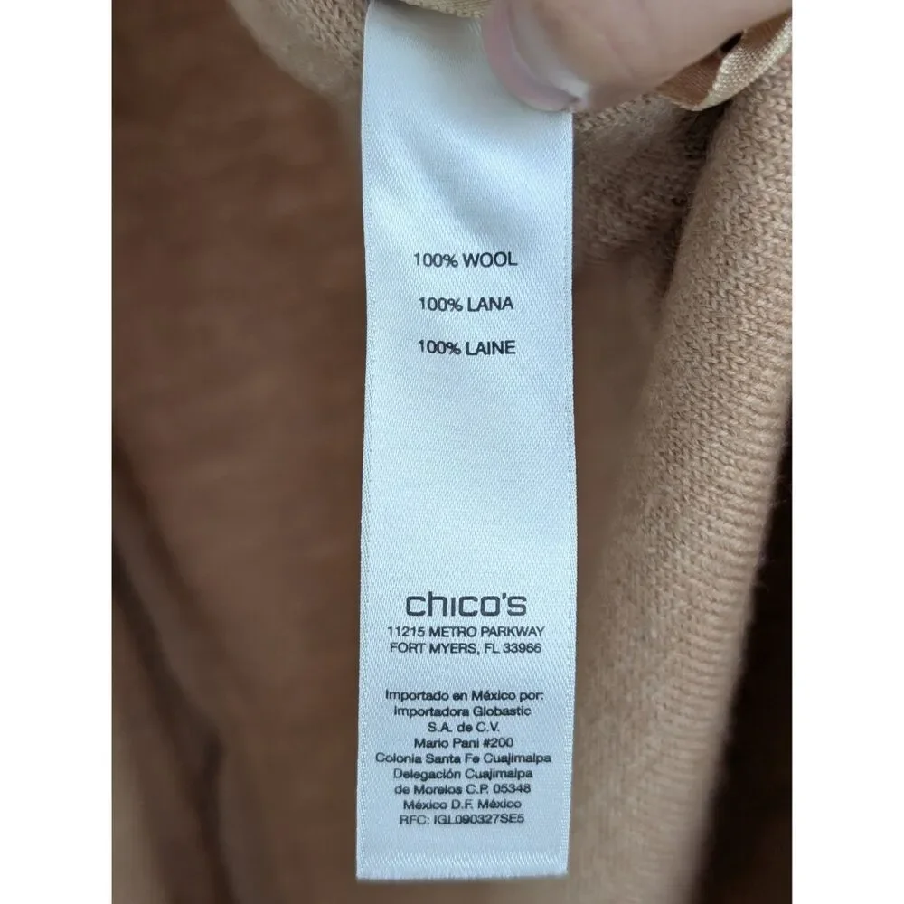 Chico's Wool Sleeveless Wrap Longline Duster Tan Cardigan Sz Chico's 2/L - Picture 10 of 16